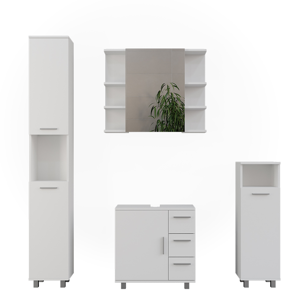 Vicco Zestaw mebli łazienkowych Ilias, Biały, 4 części