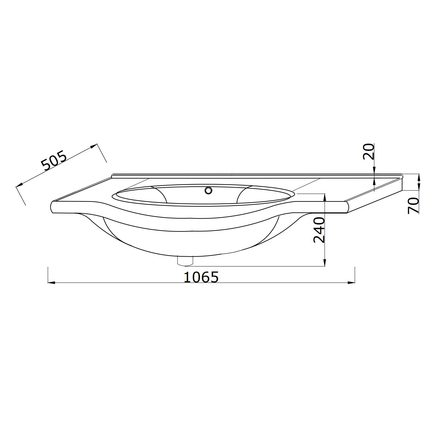 Meuble salle de bain 105 cm classique avec lavabo et miroir | Easy - 7