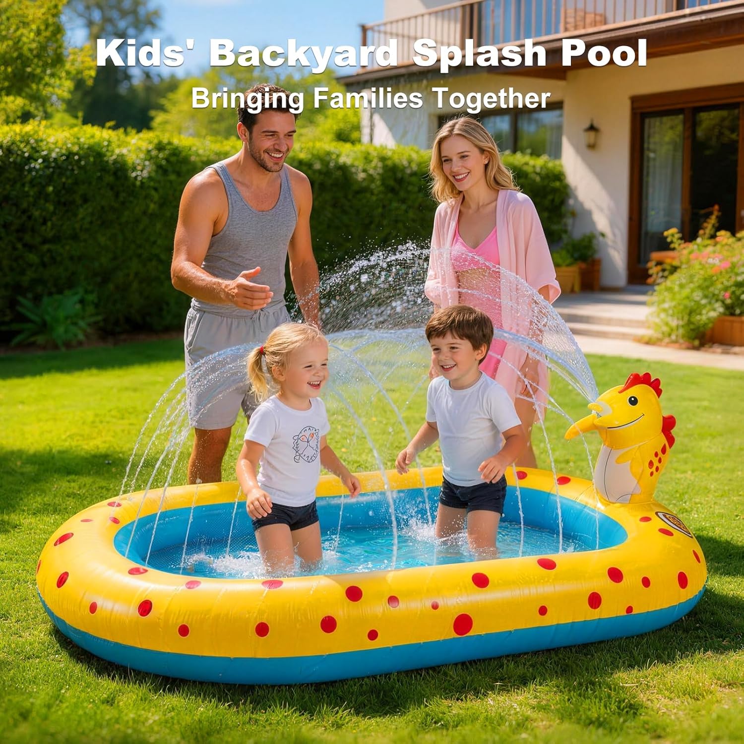 Piscine-arroseur dinosaure de 67 pouces (env. 170,2 cm) — Piscine gonflable et jeu d'eau d'extérieur pour cour et jardin - 5