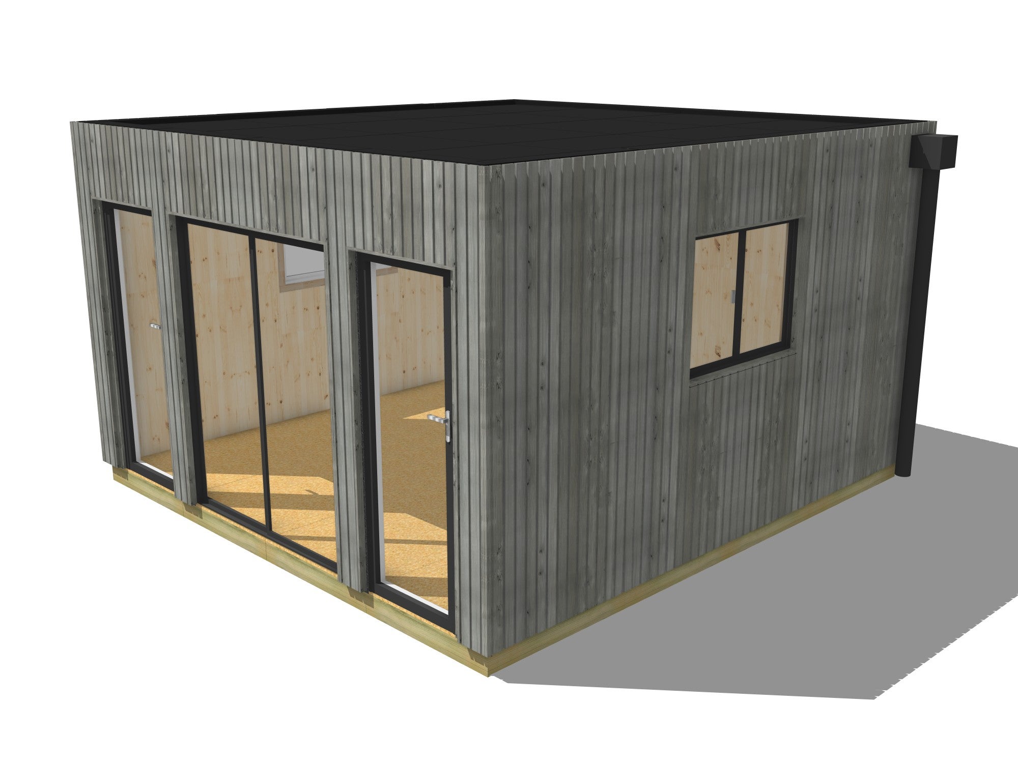 Extension maison en bois en bois 4,4 x 4,6 x 2,7 m avec plancher isolé - 2