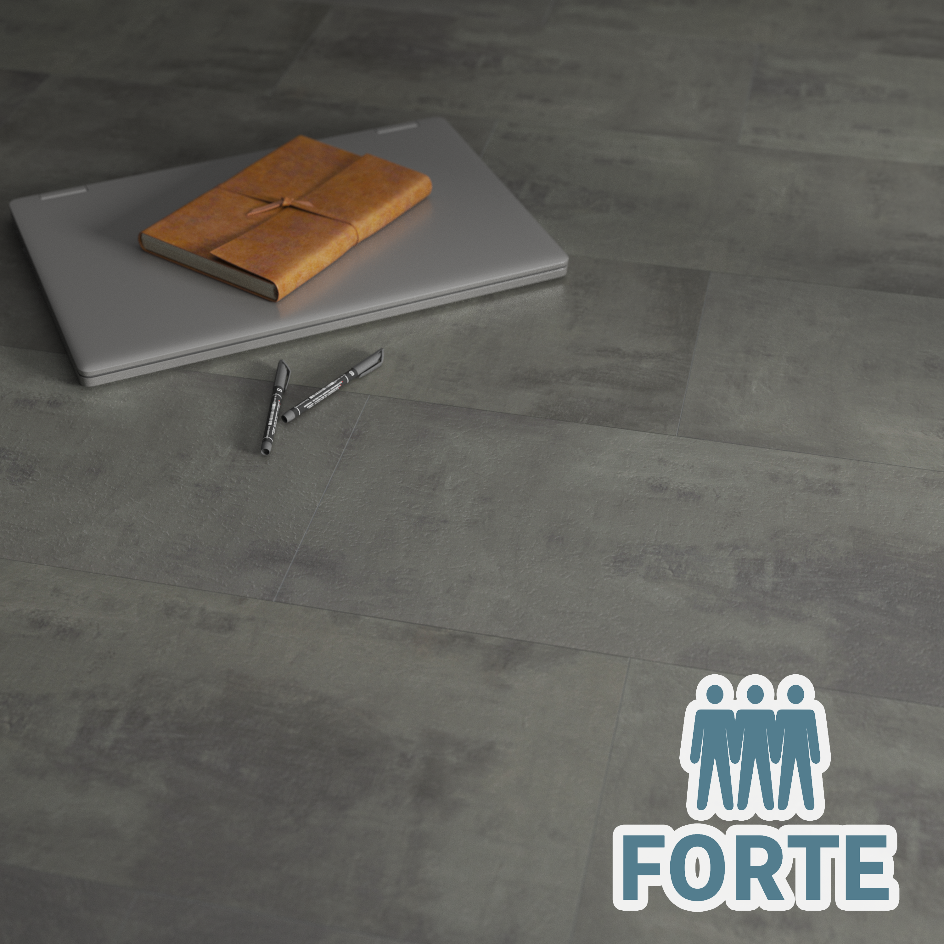 ARTENS - Sol PVC - Dalles PVC adhésives SEREN - FORTE - Effet pierre - Gris foncé - Dimensions L.60,96 cm x l.30,48 cm - Epaisseur 2 mm - 2,23 m²/ 12 - 8