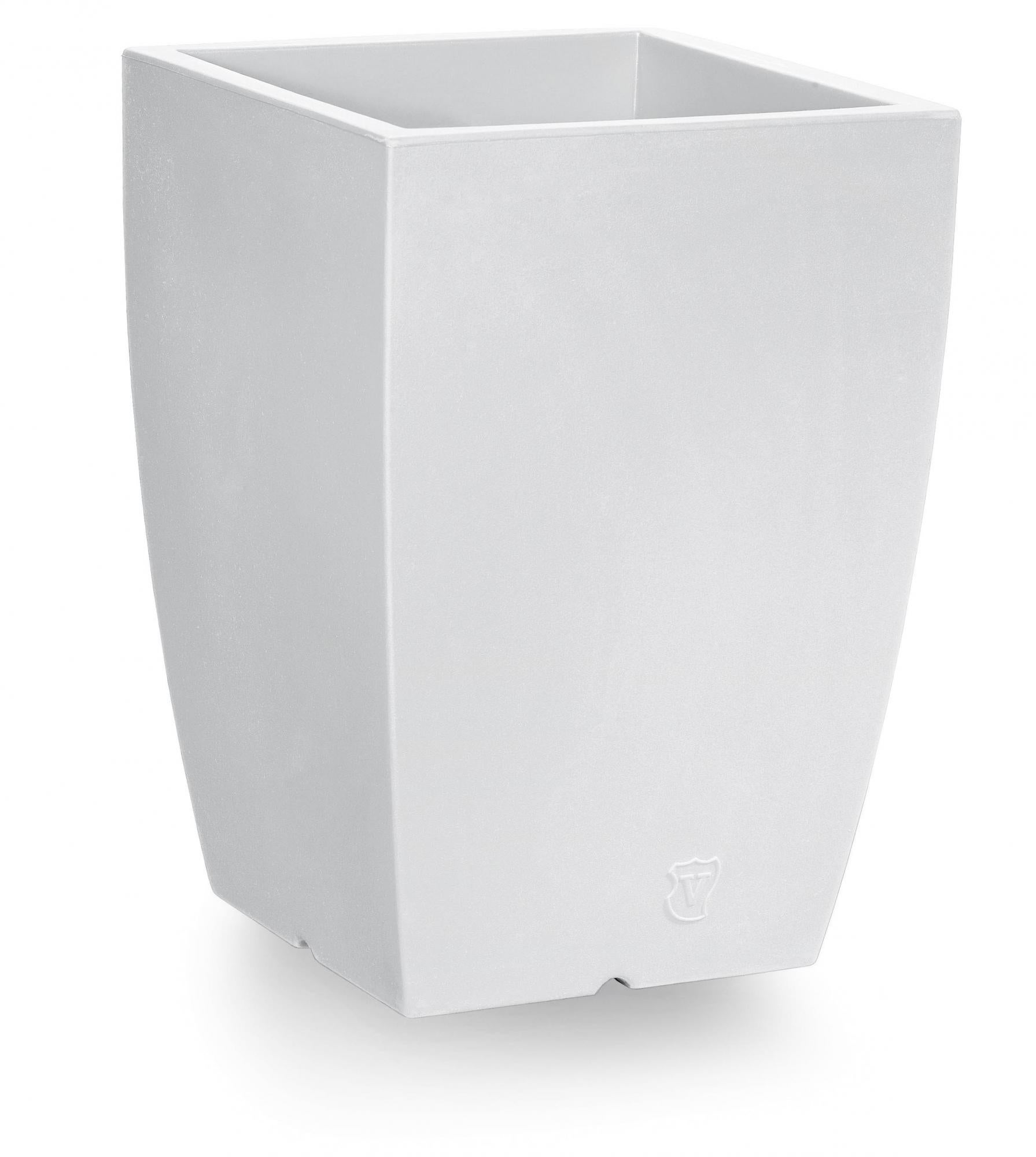 Vaso Da Giardino Piazza Genesis In Plastica - 31x31x70 Cm - Bianco - 2