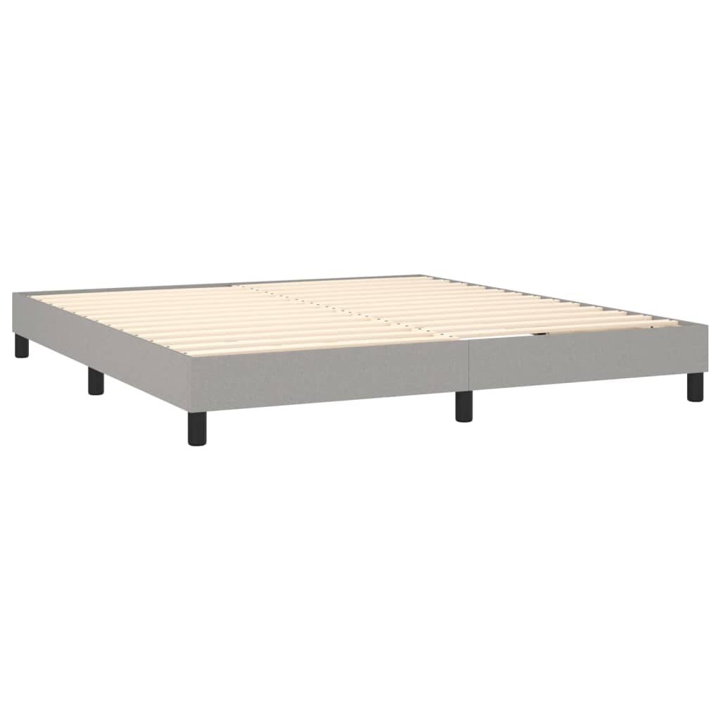 Cadre de lit à lattes en tissu gris clair, pour la chambre, 160 × 200 cm - 4