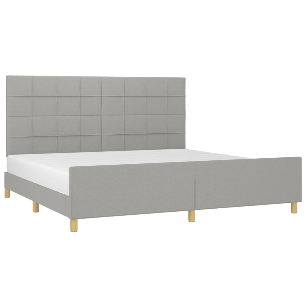Cadre de lit sans matelas gris clair 200x200 cm tissu - 3