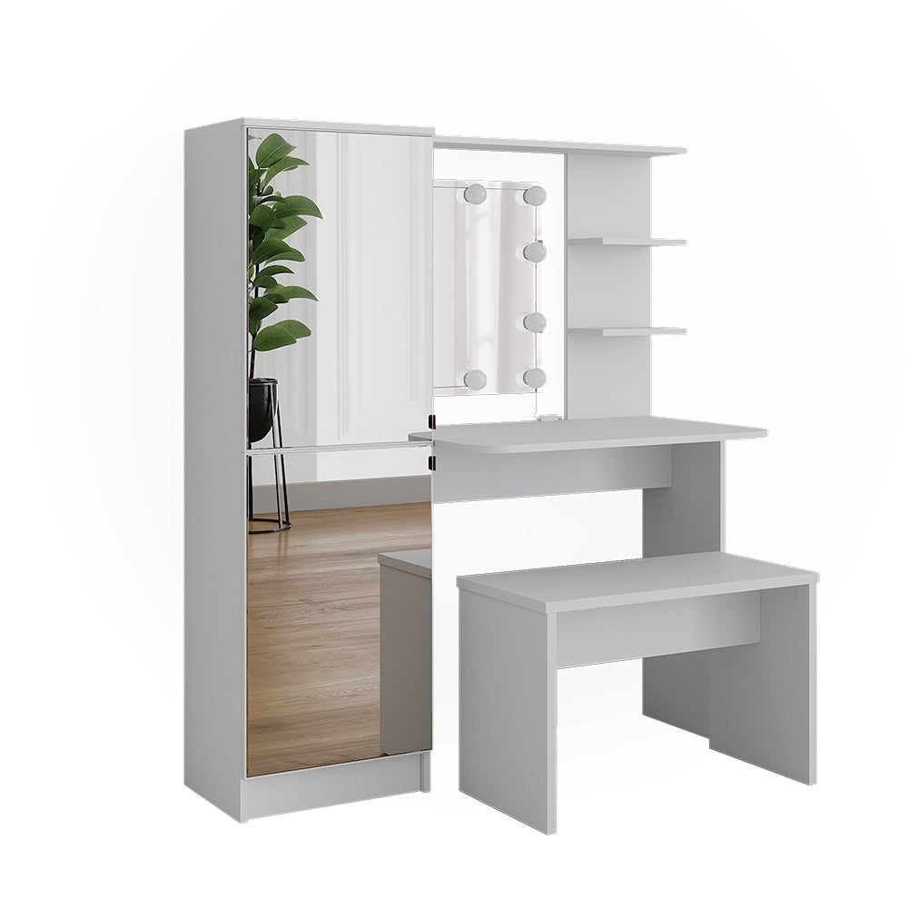 Vicco Coiffeuse Leo, Blanc, 100cm avec miroir et tabouret | Leroy Merlin