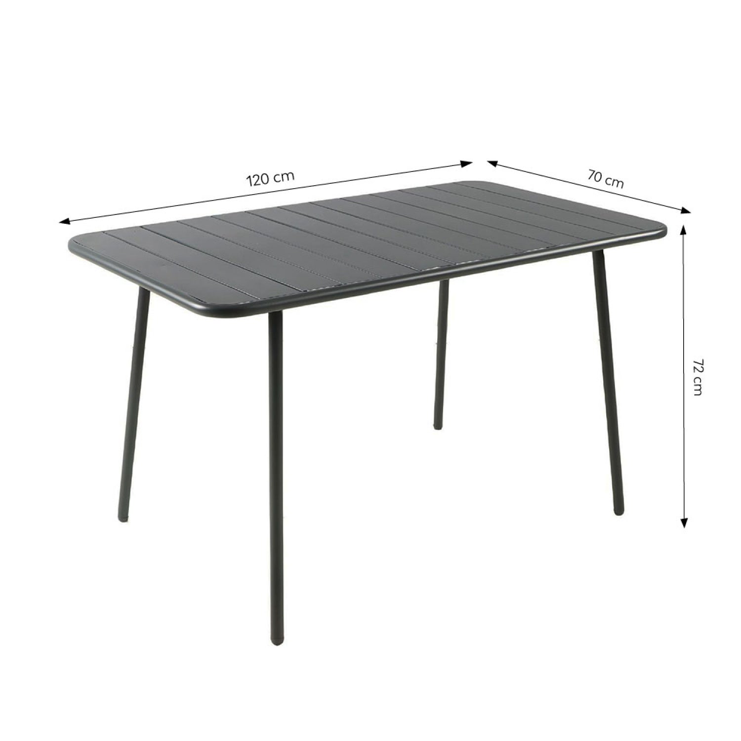 Table de jardin 4 à 6 places 120cm gris foncé BERGAME - 3