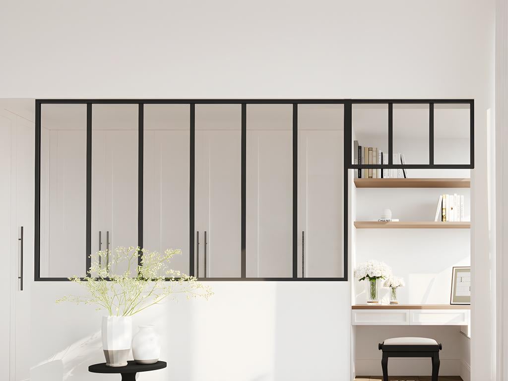 Verrière atelier avec imposte en aluminium thermolaqué - L180 x H105