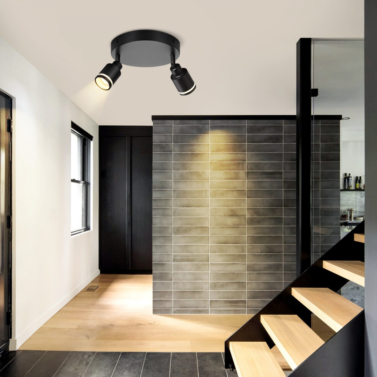 NETTLIFE Spot de plafond noir plafonnier moderne 2 flammes orientables spots GU10 en métal - 6