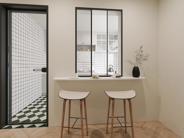 Verrière coulissante en aluminium thermolaqué noir 90 x 130 cm - RAVENA