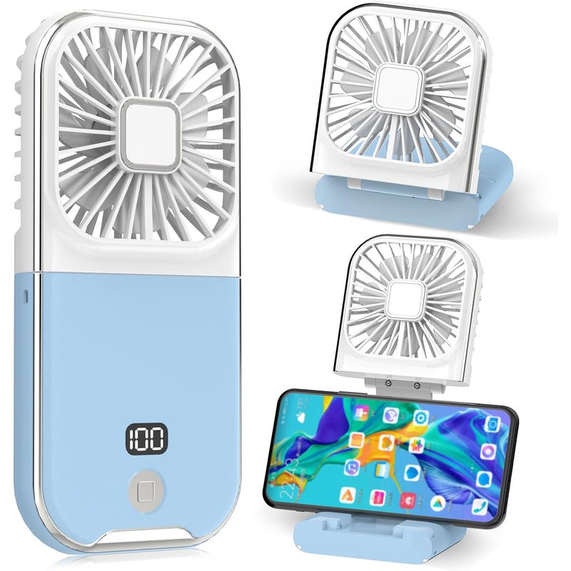 Mały wentylator przenośny, ładowany przez USB, cichy, idealny do biura, domu, na zewnątrz i do spania (niebieski)