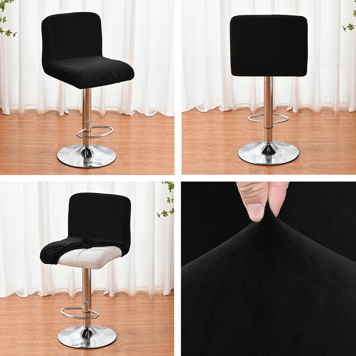 Housse De Tabouret De Bar Rectangulaire Extensible - En Polyester élastique Lavable, Couleur Rouge Foncé, Taille ~30x30cm, Confortable - 6