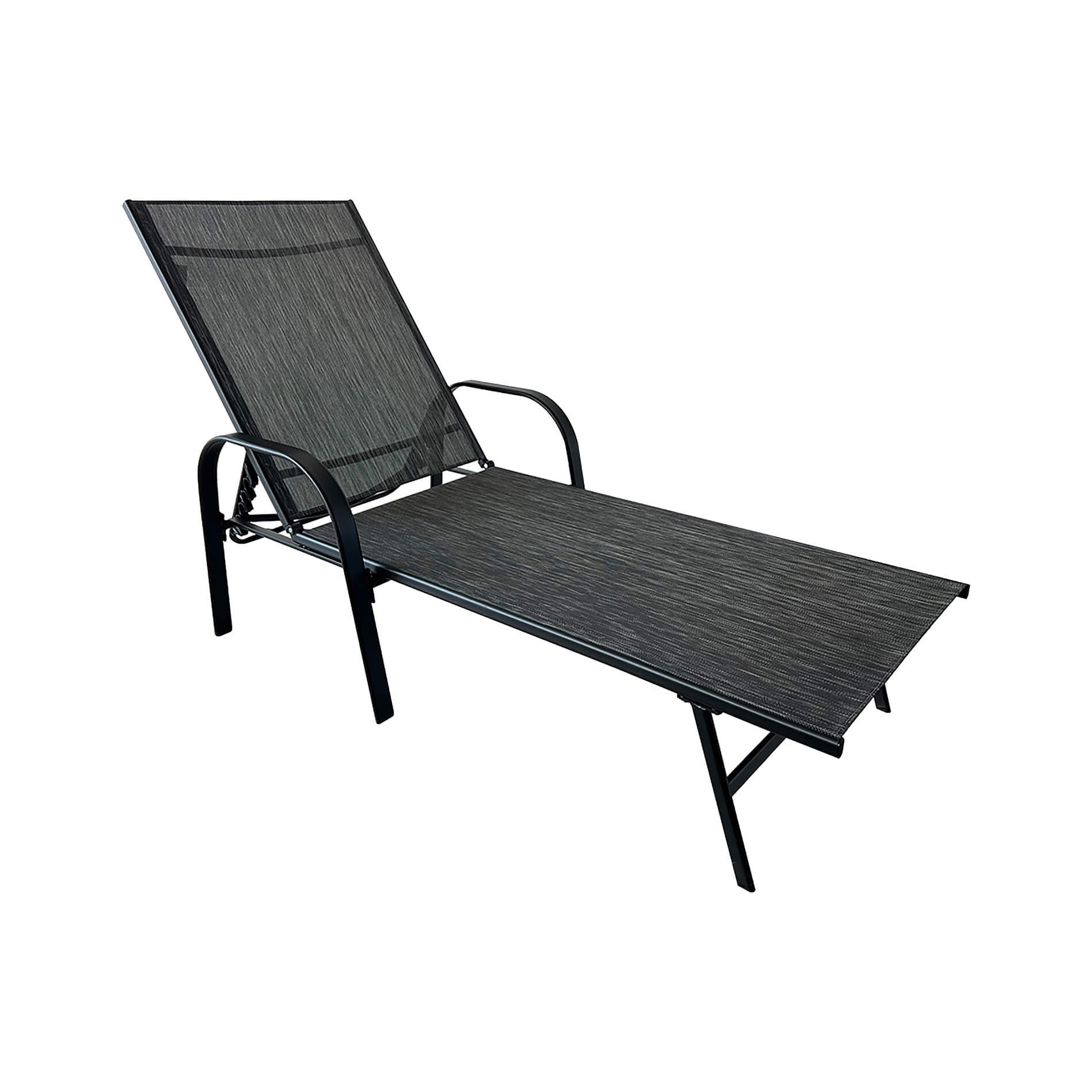 Leżak Rebecca Mobili Oriri 95x195x69 Stal Poliester Ciemnoszary Czarny Nowoczesny