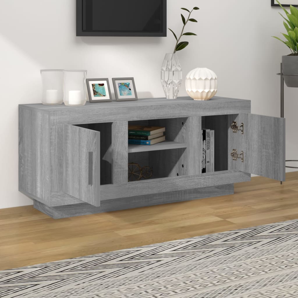 vidaXL Meuble TV sonoma gris 102x35x45 cm bois d'ingénierie - 3