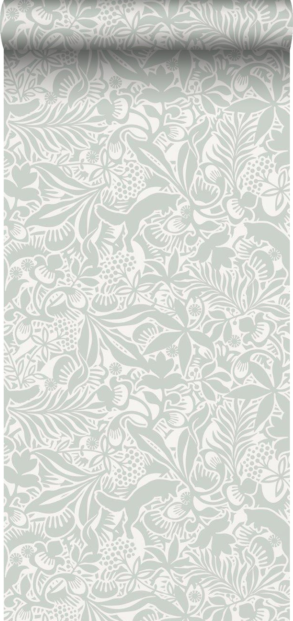 Tapeta kwiaty w stylu Matissa zielonym - 53 cm x 10.05 m - BORASTAPETER
