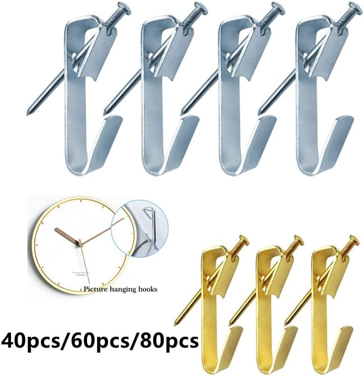 Confezione da 25 ganci per quadri con chiodi, supporta fino a 30 libbre, ganci per quadri, argento - 3