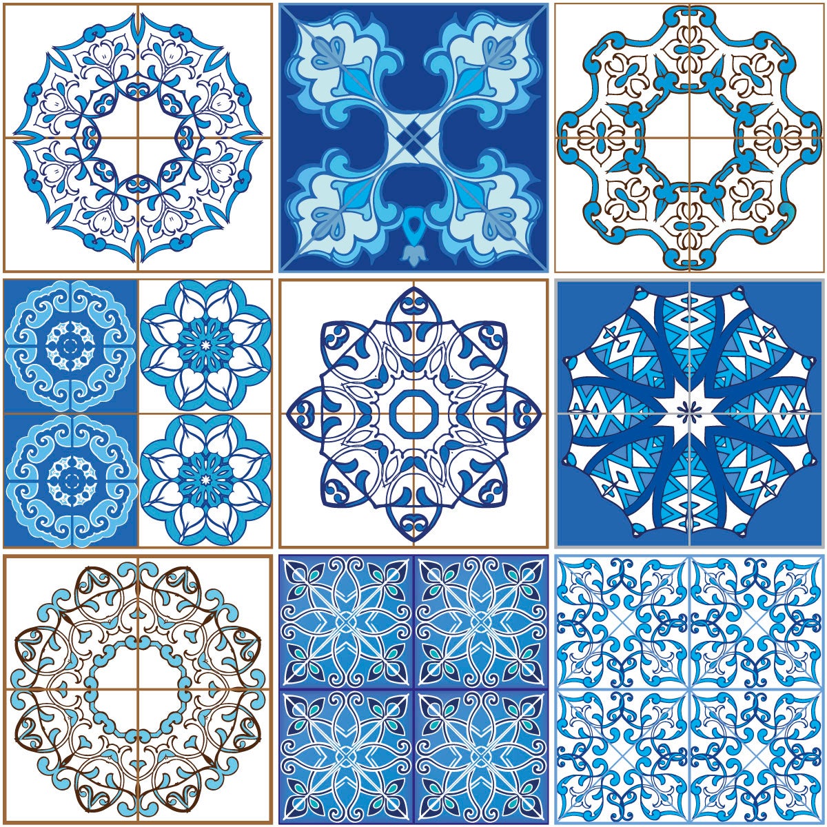 9 adesivi piastrelle di cemento azulejos Stella - Sticker adesivo - adesivi murali - 9stickers20x20cm - 4