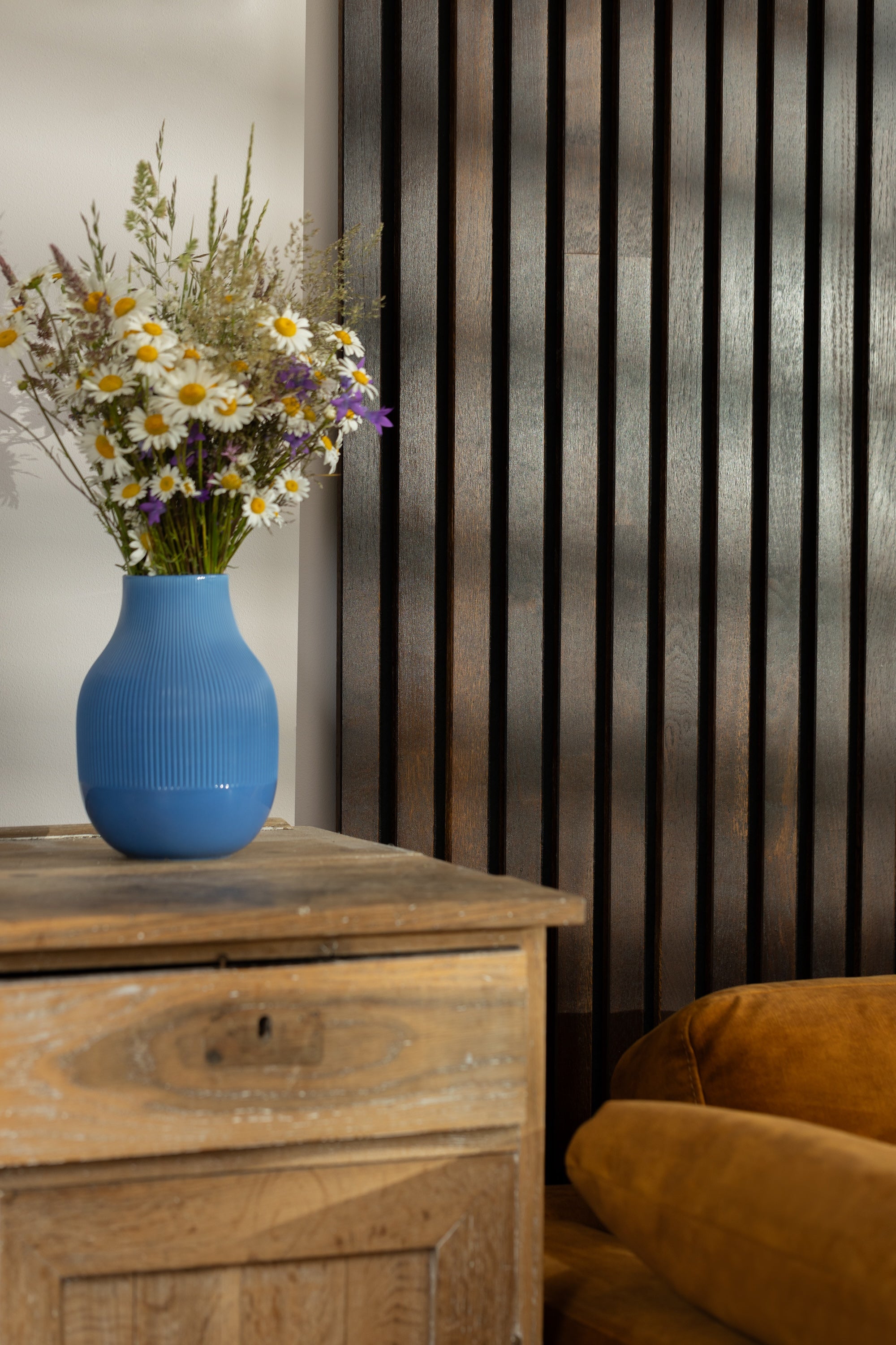 Lot de 2 Panneau Tasseau Acoustique en Bois - Bois de Bouleau Massif - 2400x600mm - Lattes 35mm, Support en Feutre Noir - 4