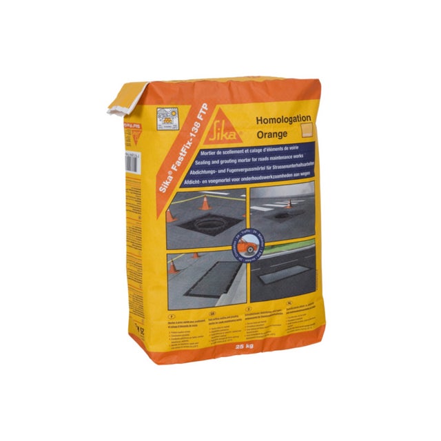 Mortier de scellement et calage d'éléments de voirie SIKA FastFix 138 FTP - Gris foncé - 25kg
