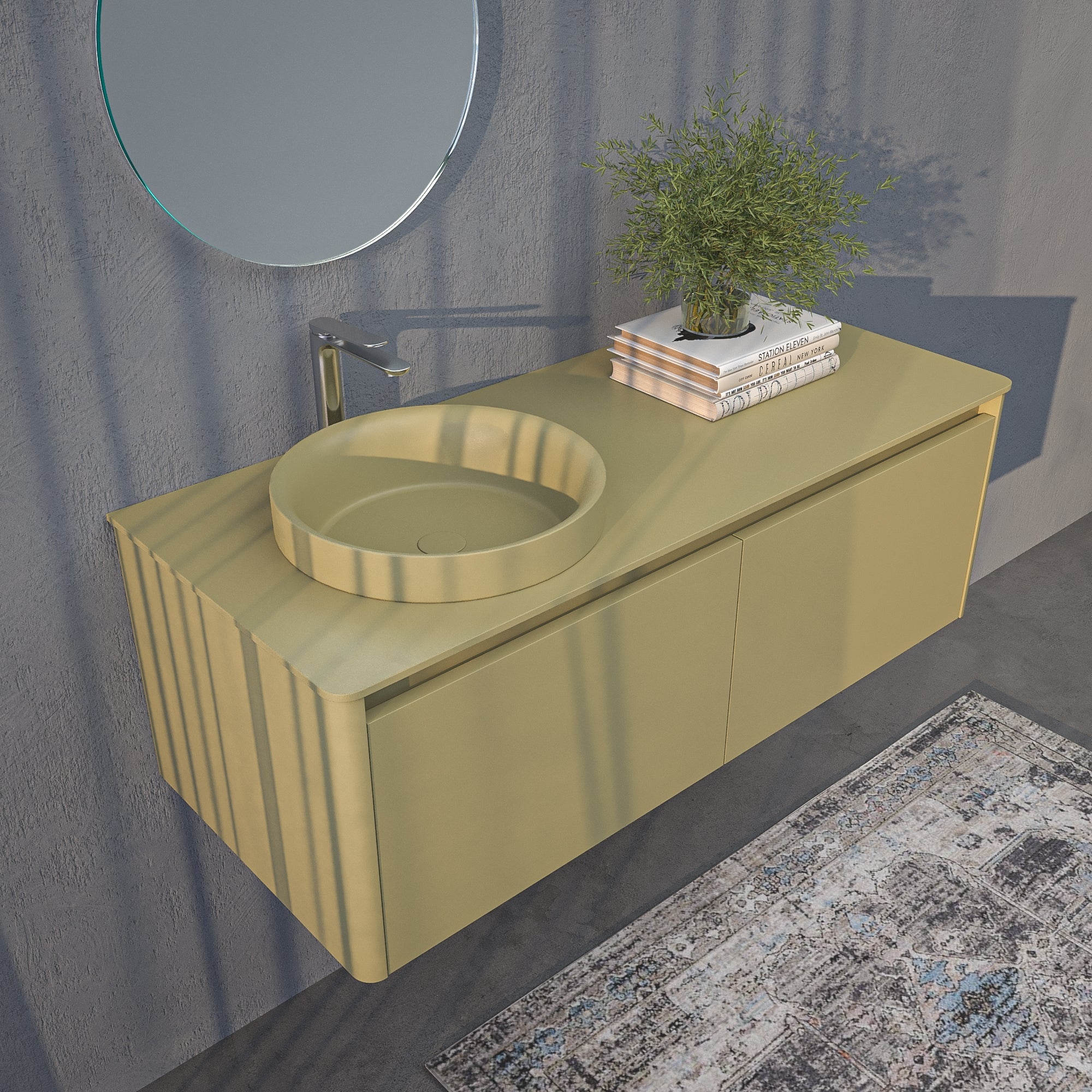 Móvel de casa de banho suspenso VAROBATH FUSE — 2 gavetas com lavatório incluído - Cor RAL personalizável Design moderno Premium - 3