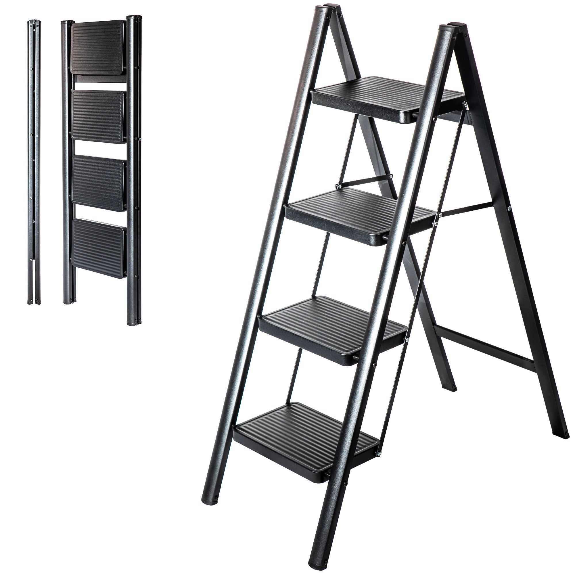 Escabeau 3 Marches Pliant Antidérapant - Échelle Portable Max 150kg Pour Intérieur Et Extérieur