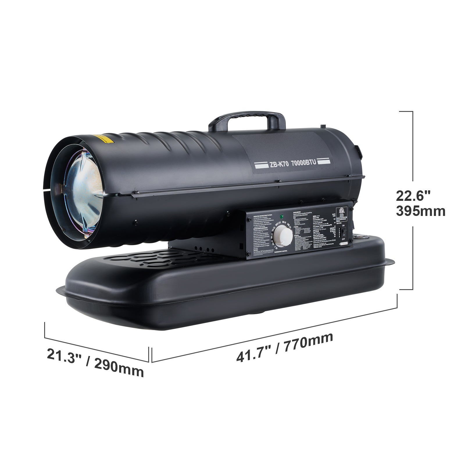 Chauffage portatif SucceBuy kérosène / diesel 70 000 BTU avec thermostat et réservoir 19 L, idéal maison, atelier, chantier et usage industriel - 2