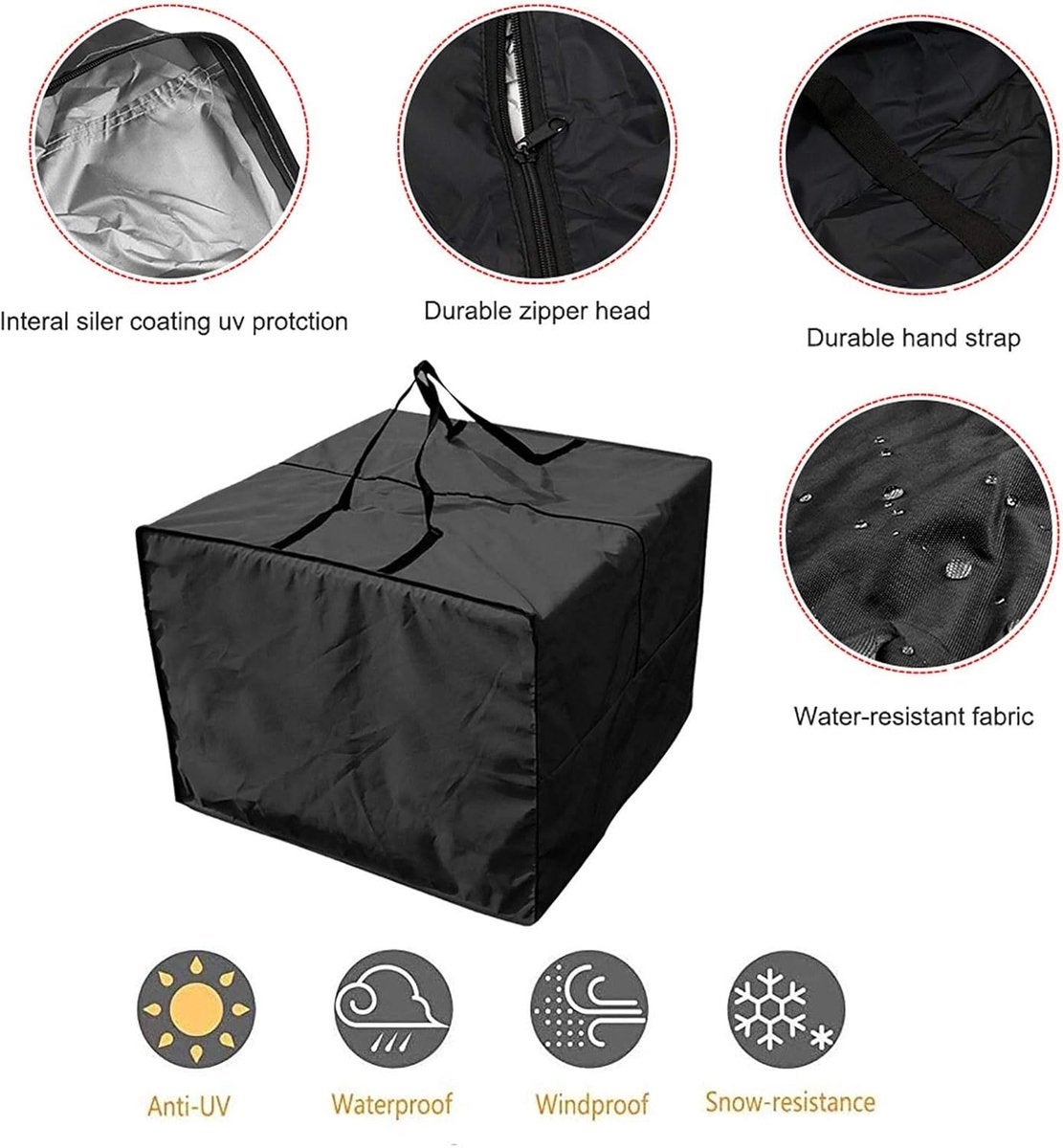 Sac de rangement pour coussins de jardin - Imperméable - 1 pièce - 80 x 80 x 60 cm - 7