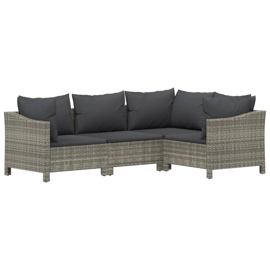 The Living Store - Salon de jardin 9 pcs avec coussins Gris Résine tressée - 5