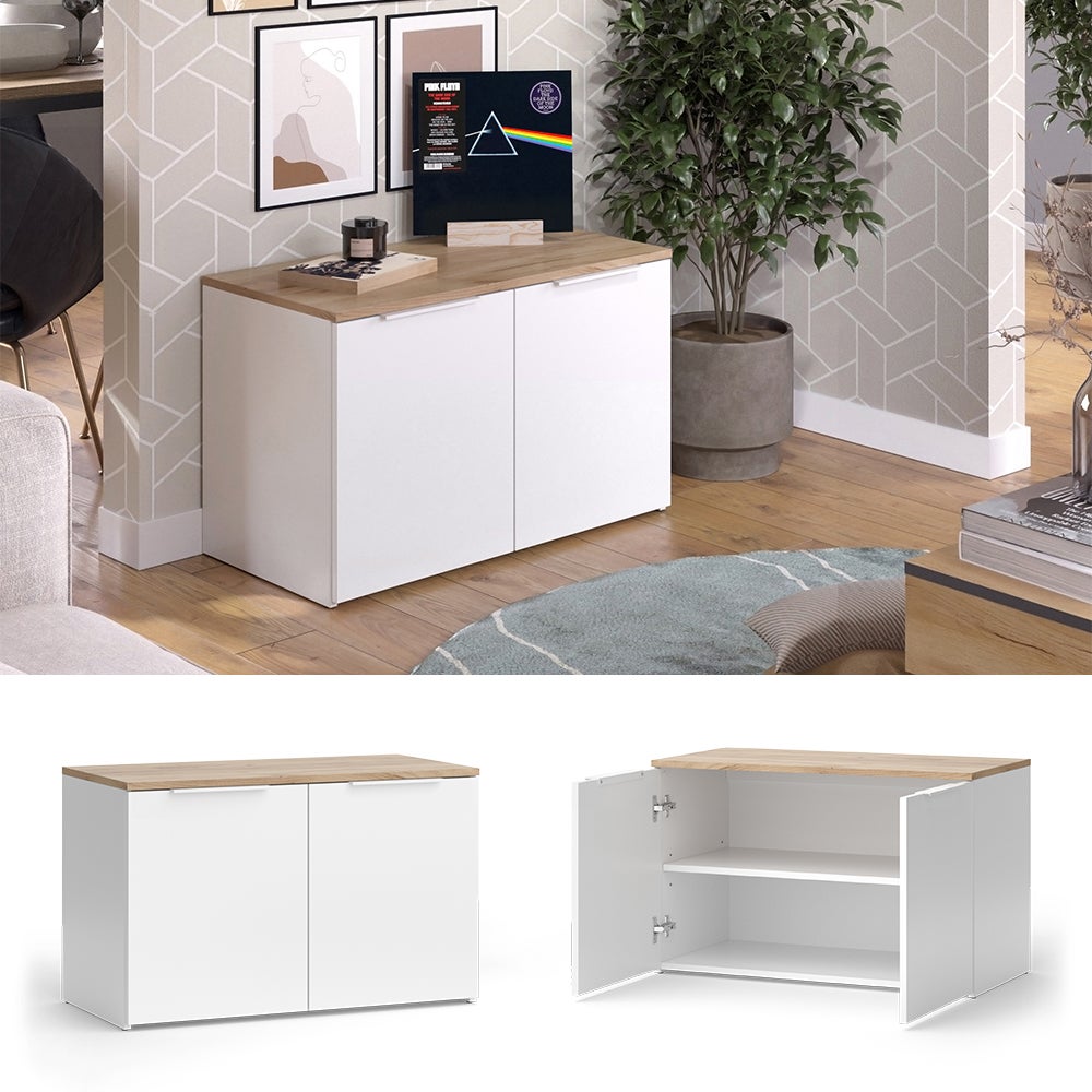 Vicco Sideboard Wido, Blanc/Sonoma, 80x50cm avec 2 portes - 2