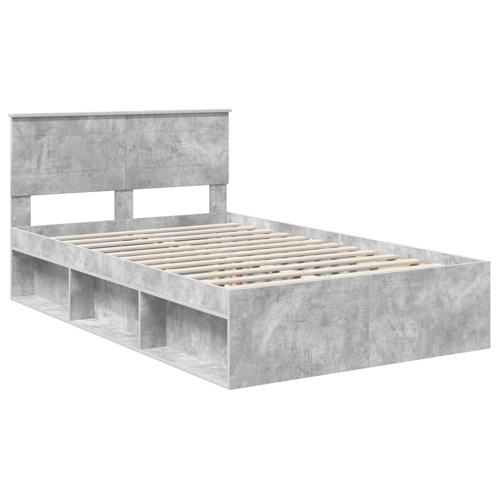 Cadre de lit gris béton 135 x 190 cm en panneau de bois - 4
