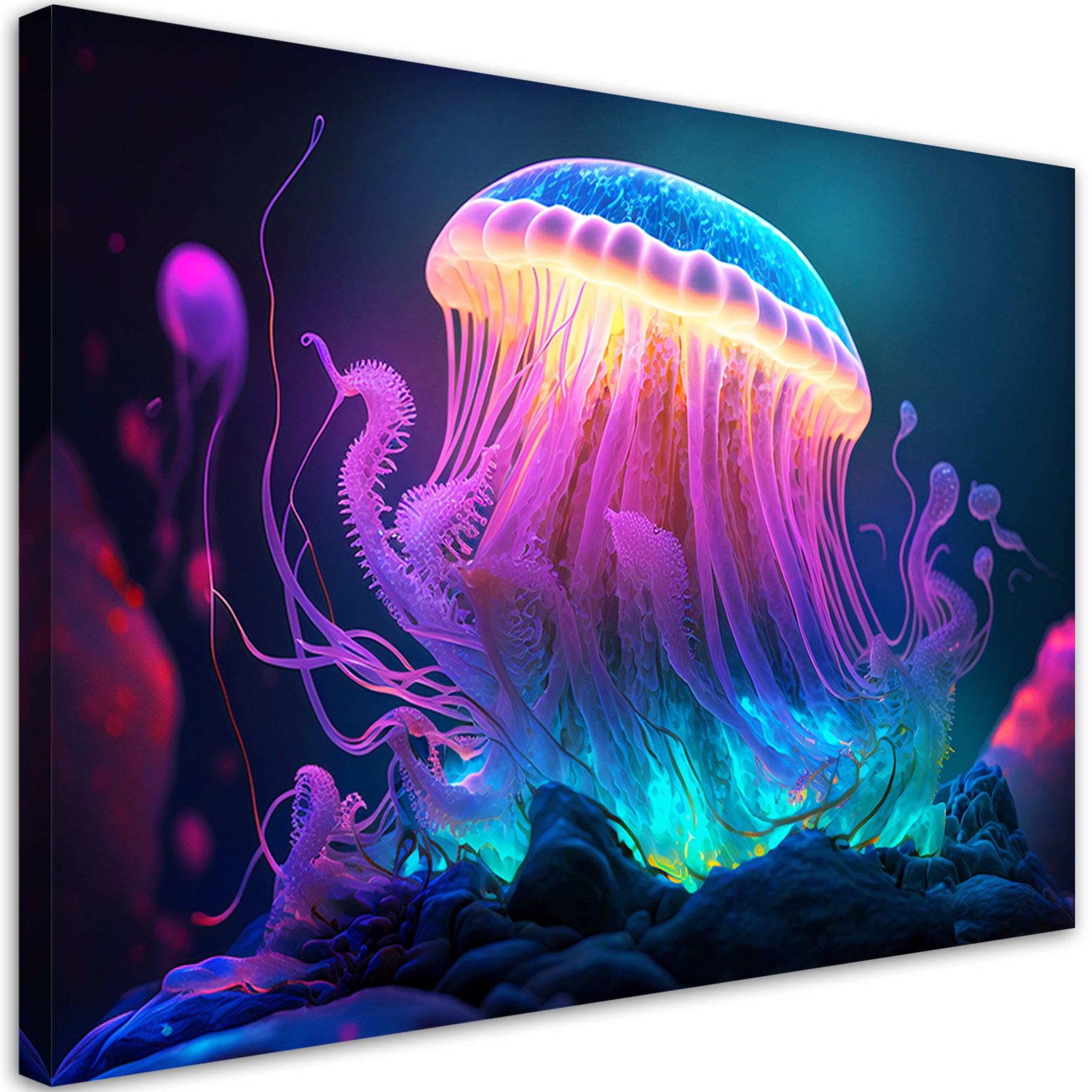 Obraz na płótnie, Neonowa meduza 60x40