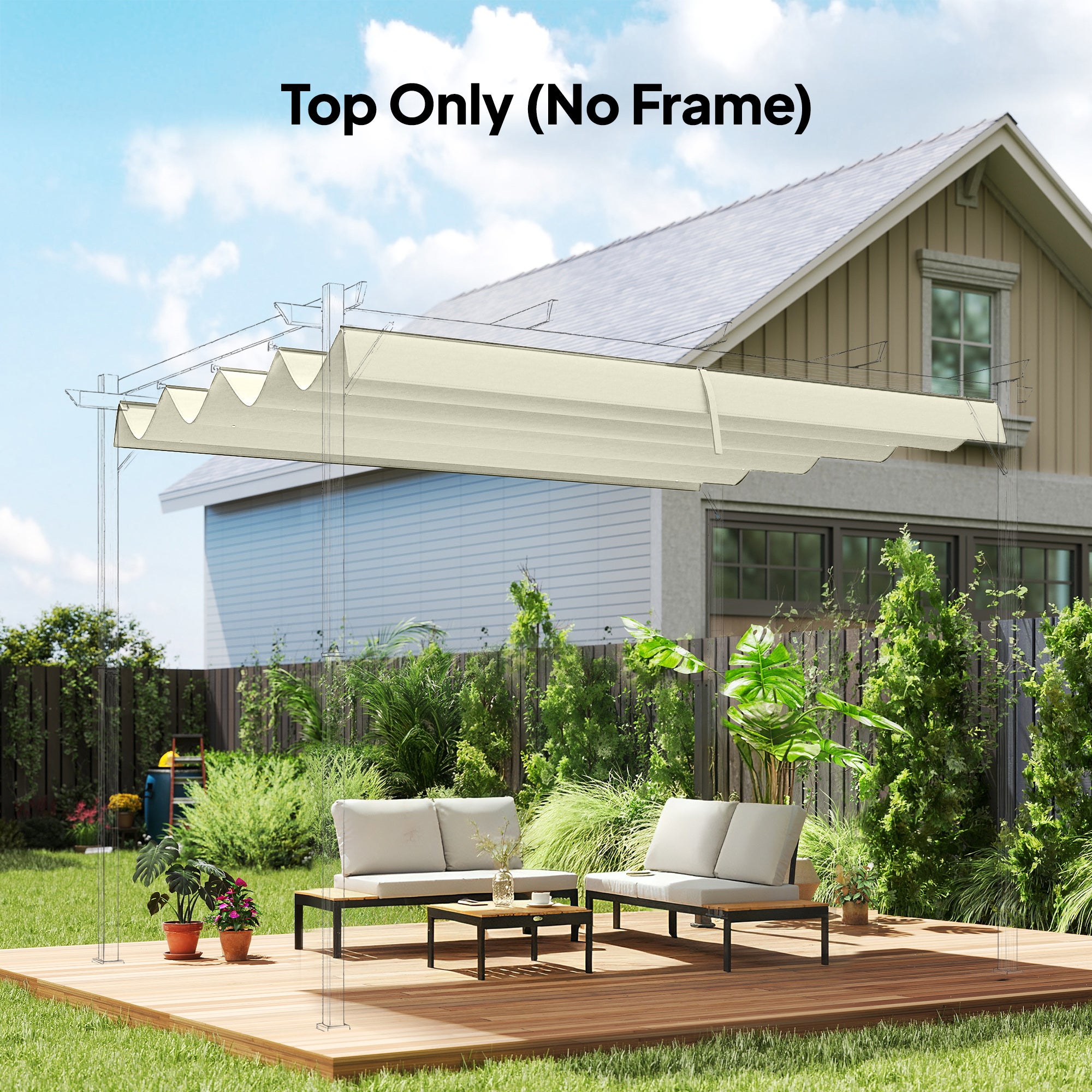 Techo de Pérgola Outsunny Poliéster Crema 286x245 cm - 2