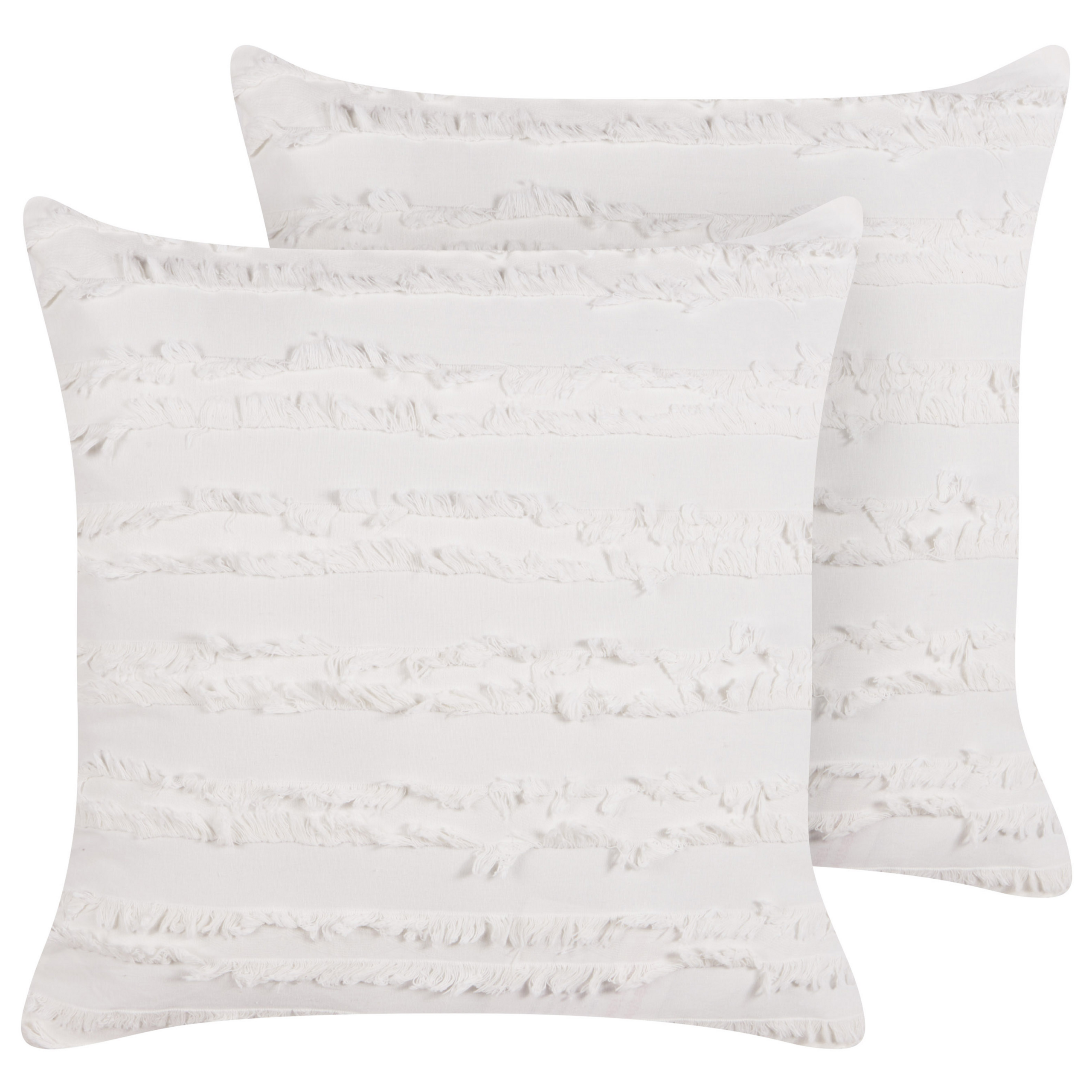Beliani conjunto de 2 cojines decorativos makneh algodón 45 x 45 cm blanco liso