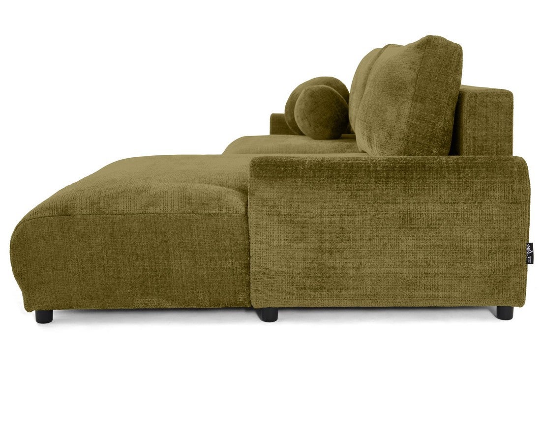 Canapé d'angle droit convertible 4 places en velours texturé vert olive - NELLY - Best Mobilier - 6