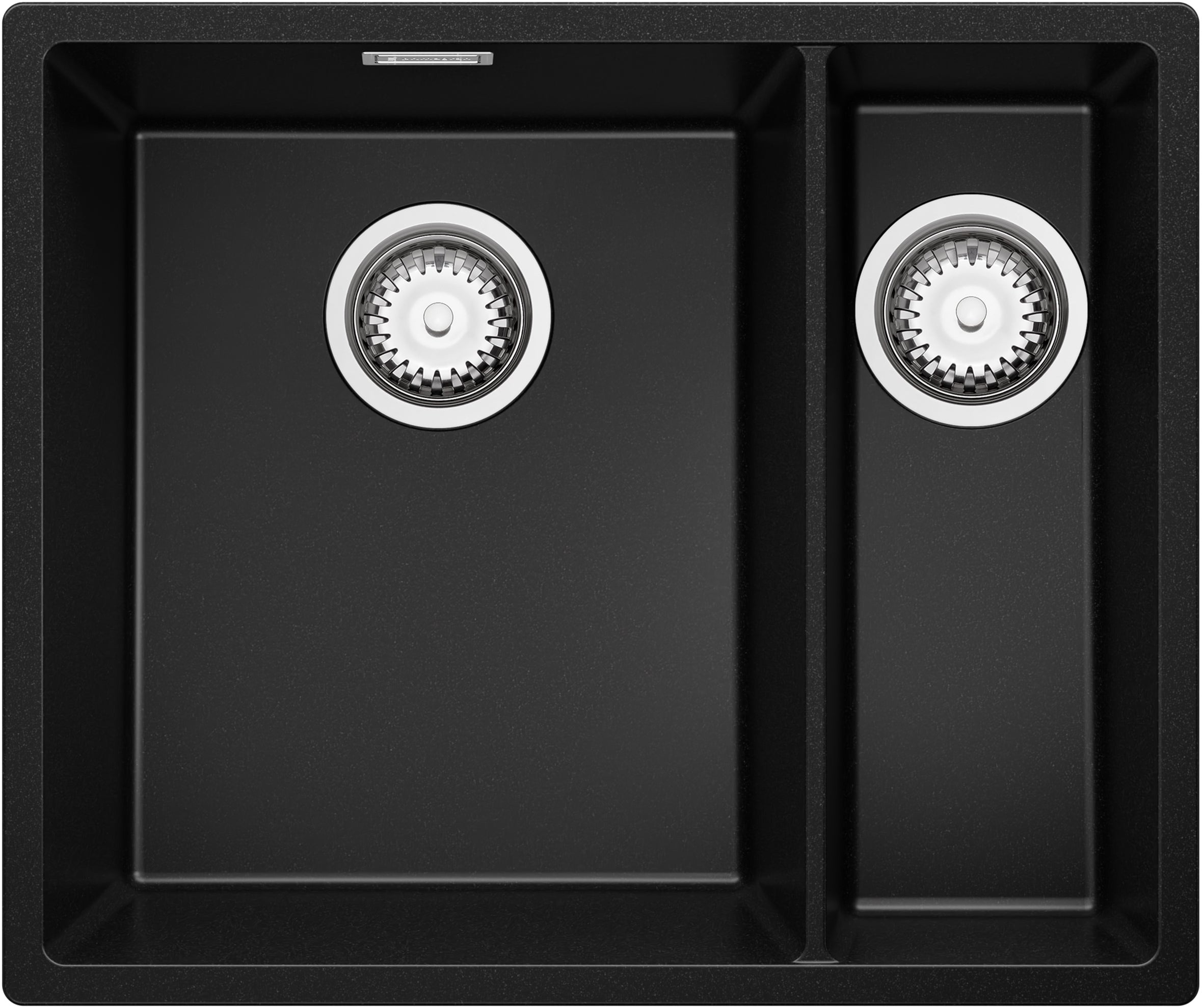Zlewozmywak podblatowy Czarny 56x47cm, Zlew Kuchenny 1,5 Komorowy + Syfon, do szafki od 60cm - Londyn Duo PRIMAGRAN