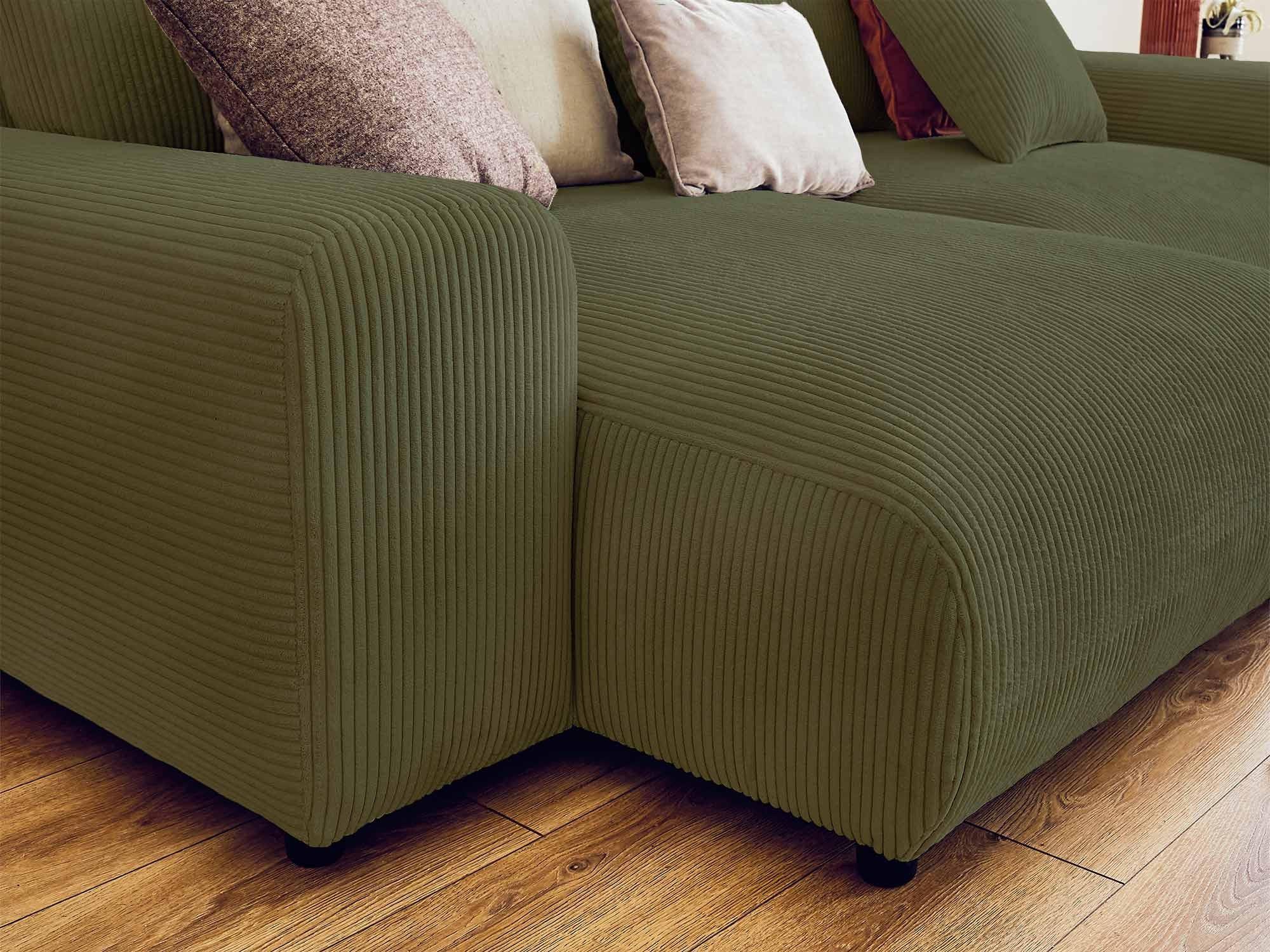 Canapé d'angle réversible 4 places en velours côtelé vert - GARANCE - Best Mobilier - 2