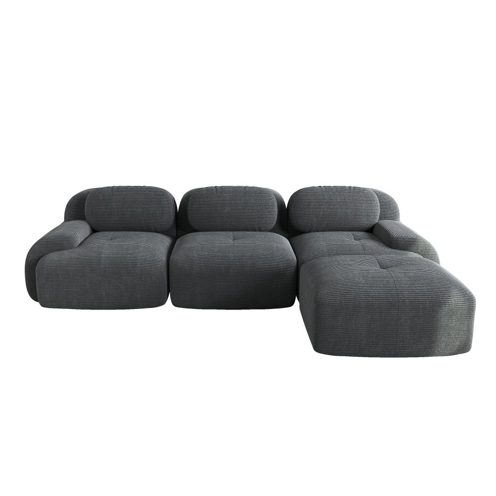 Canapé d’angle modulable ergonomique en tissu côtelé, adapté aux animaux, rembourrage haute élasticité 32D, pour salon et chambre - 4