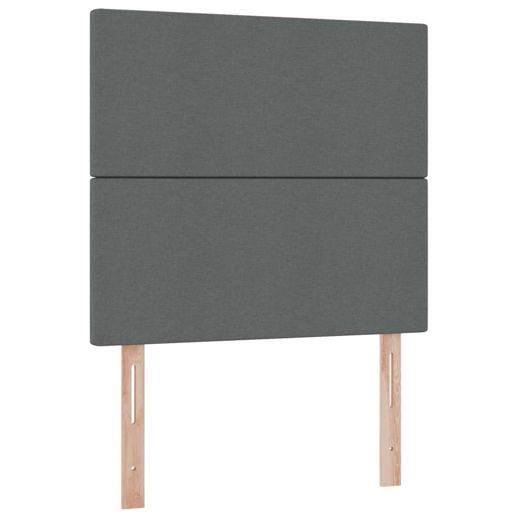 Lit avec rangement et matelas en tissu gris foncé, pour la chambre, 90 × 190 cm - 9