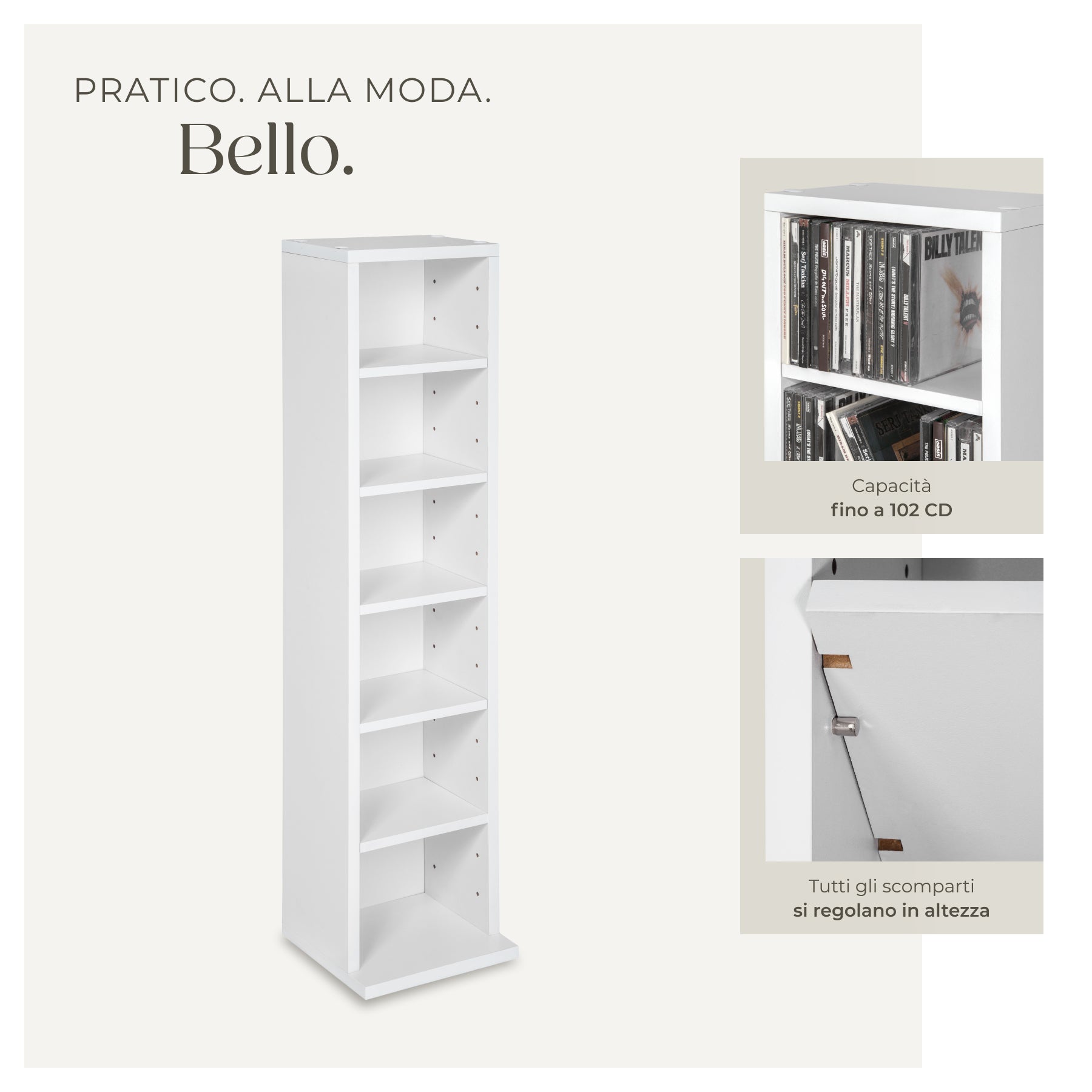 Scaffale in legno MDF per DVD e CD con 6 scomparti 90 x 21 x 20 cm TECTAKE - 4