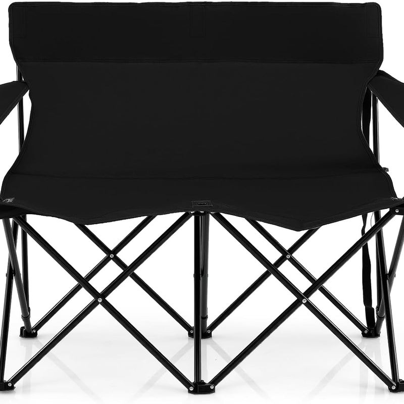 Krzesło kempingowe dla 2 osób, składane krzesło z uchwytami na napoje, podłokietnikami i torbą do przenoszenia, składana sofa kempingowa, piknik