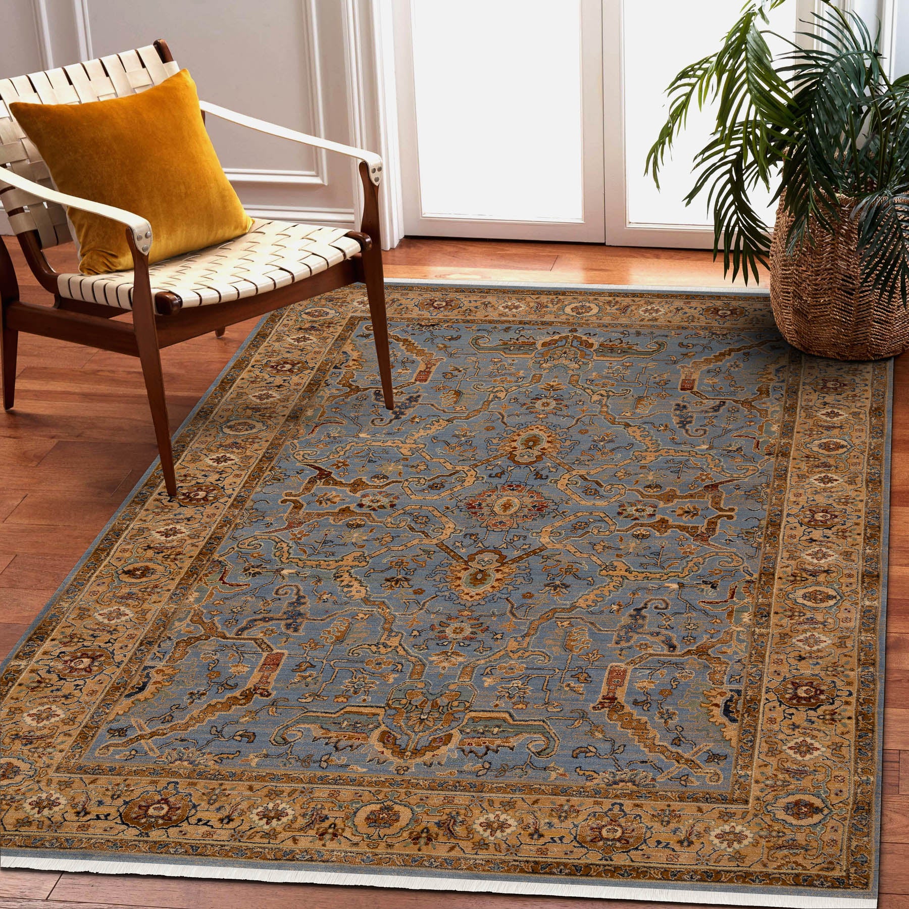 Tappeto KESHAN frange, Telaio orientale 7875/53544 beige / bleu 160x230 cm - 3