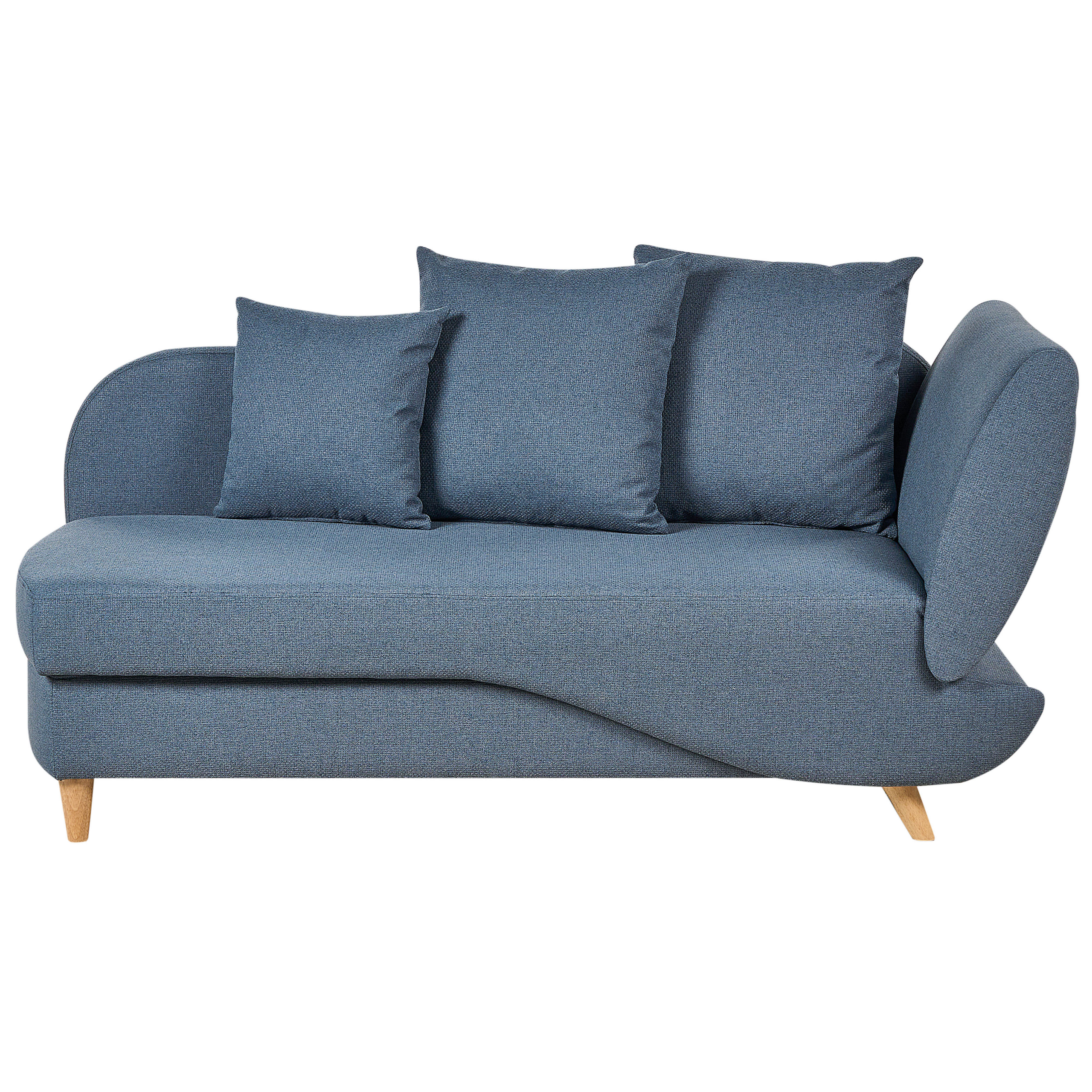 Beliani chaise longue de tela azul derecho con almacenaje meri ii