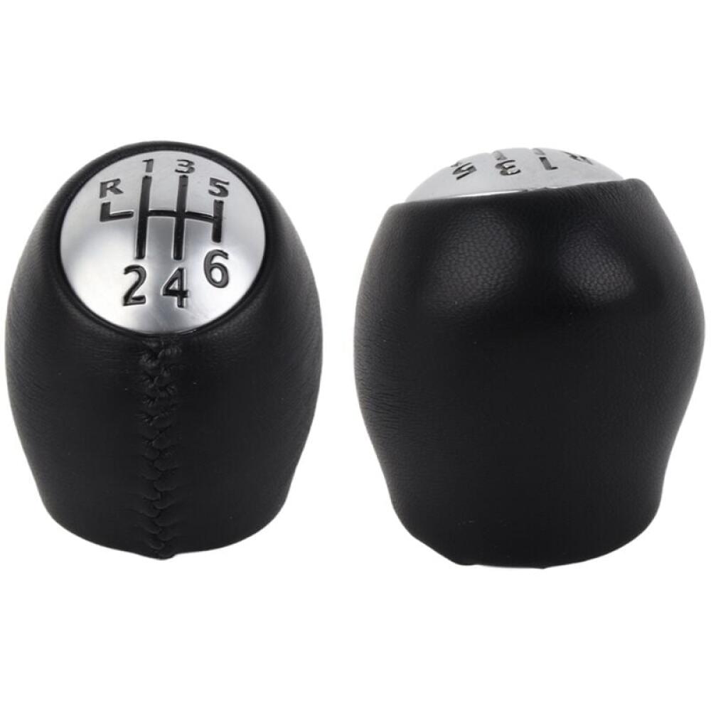 Pommeau Levage Vitesse Cuir Noir & Argent Mat 6 Vitesses – Compatible Renault Laguna 3 Coupé