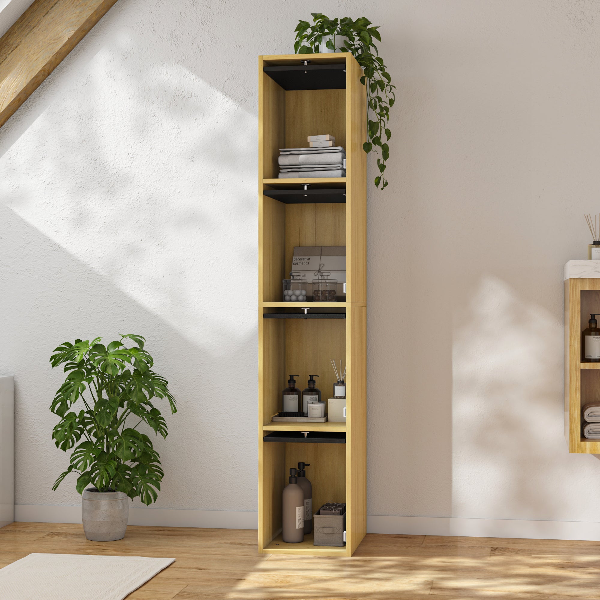 Armoire Moderne avec 4 Portes Basculantes vers le haut et Étagères, Anti-basculement, Salon et Chambre, 160x40x30cm - 4