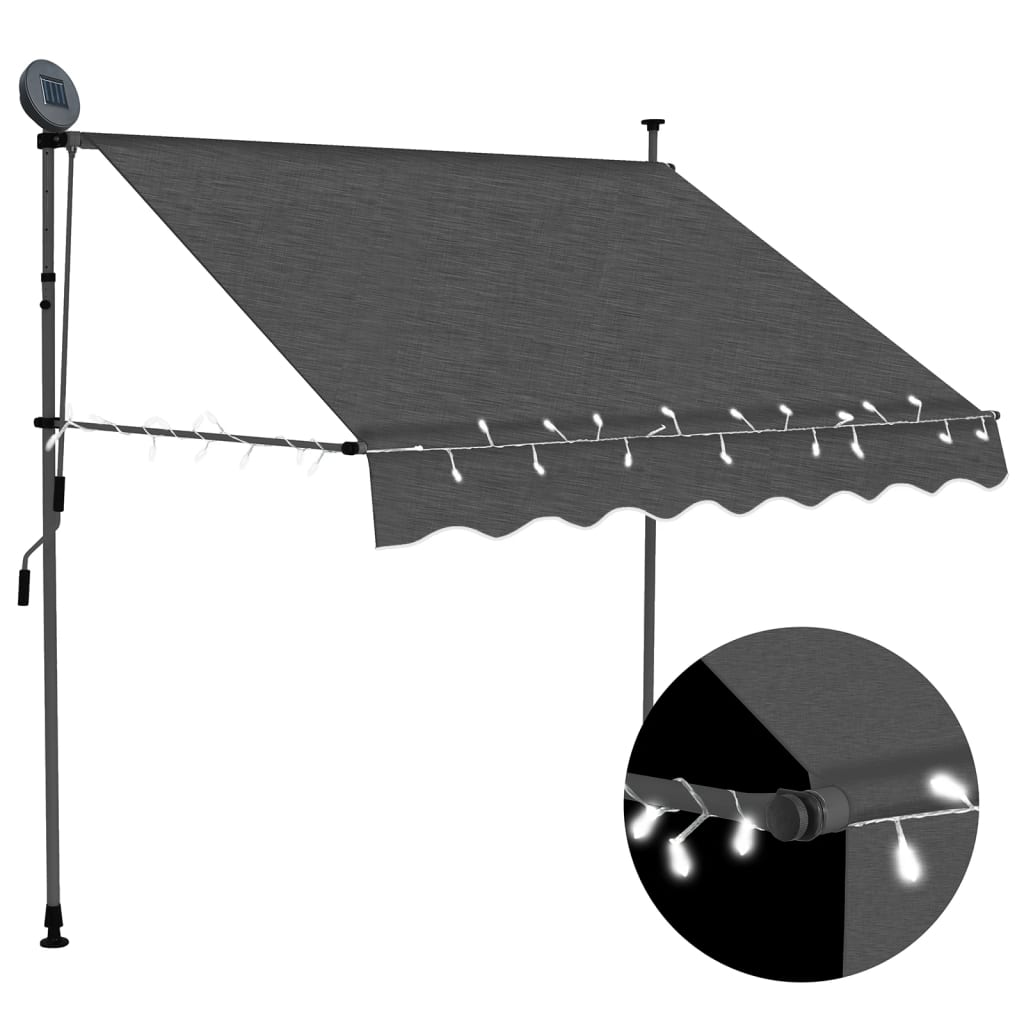 Ręcznie zwijana markiza z LED, 150 cm, antracytowa vidaXL