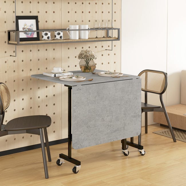 HOMCOM Tavolo Pieghevole a Ribalta per 4-6 Persone con Rotelle