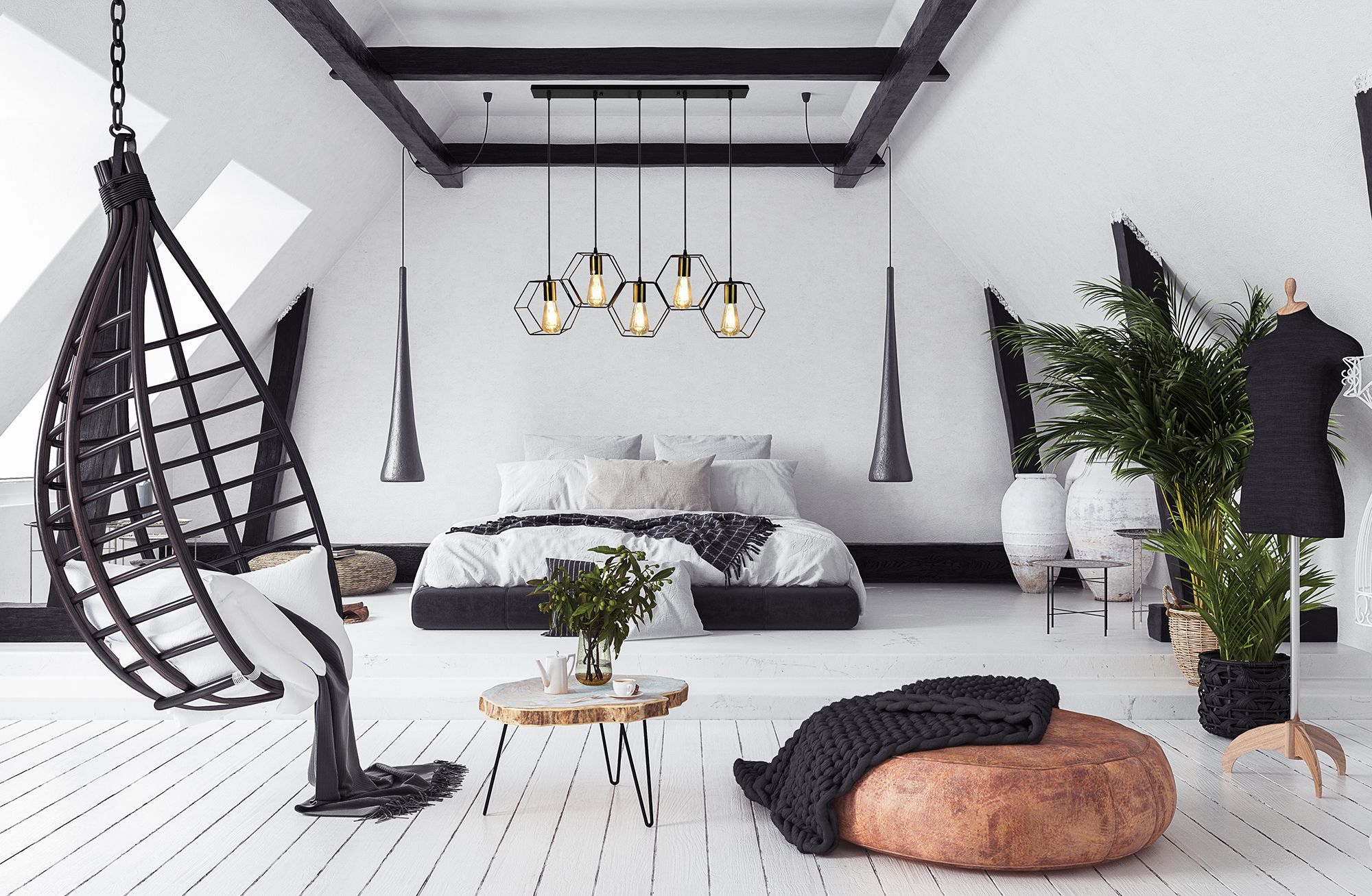 Lampa Sufitowa Wisząca Toolight App1133-5Cp Czarny Złoty - 4