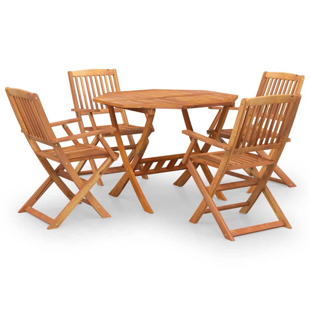 Ensemble de salle à manger de jardin 5 pcs Bois d'acacia solide - 2