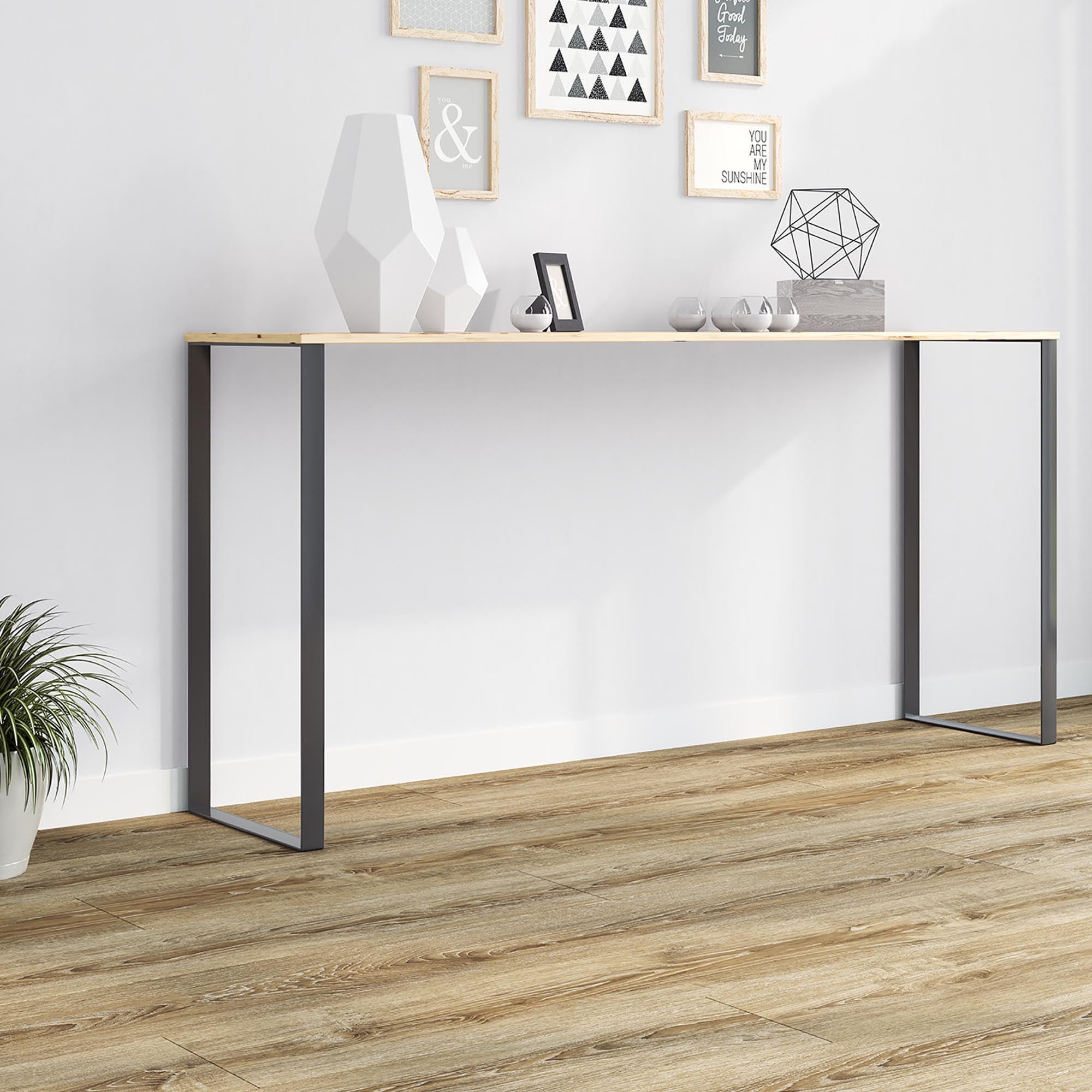 Pé Metálica Retangular para Móveis, Consolas - Estilo Industrial - Cor Preta - Medidas 300*40*800 mm - Parafusos não incluídos - 2