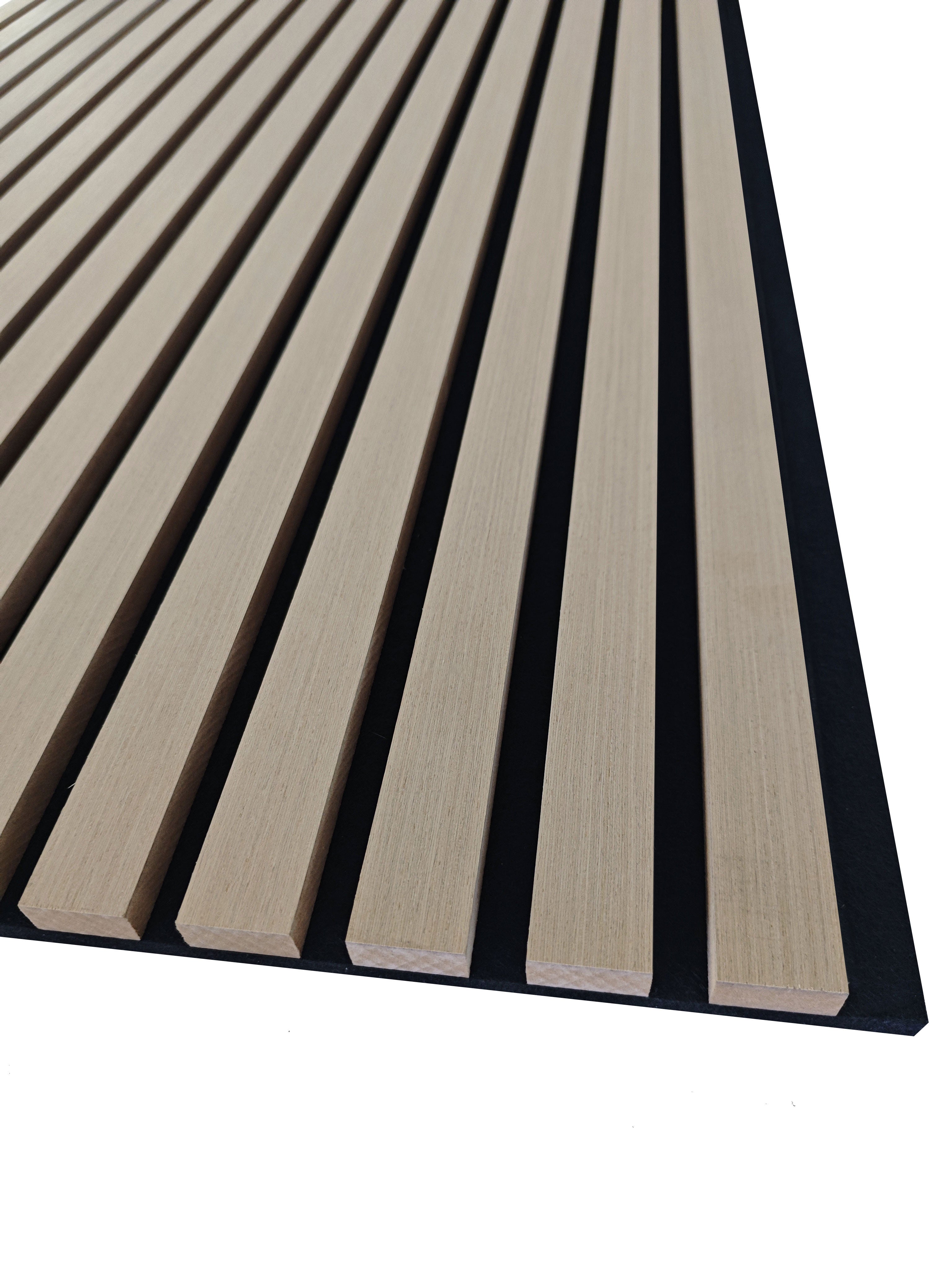 Lot de 3 Panneaux Muraux Décoratifs Acoustiques Bois MDF 260x30cm Chêne blanc AntiBruit, Facile à Poser - 6