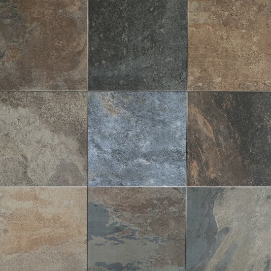Lot de 2 Dalles de terrasse en grès cérame Ardésia Multicolor - 60 x 60 x 2 cm - C-NEGOCE - 2
